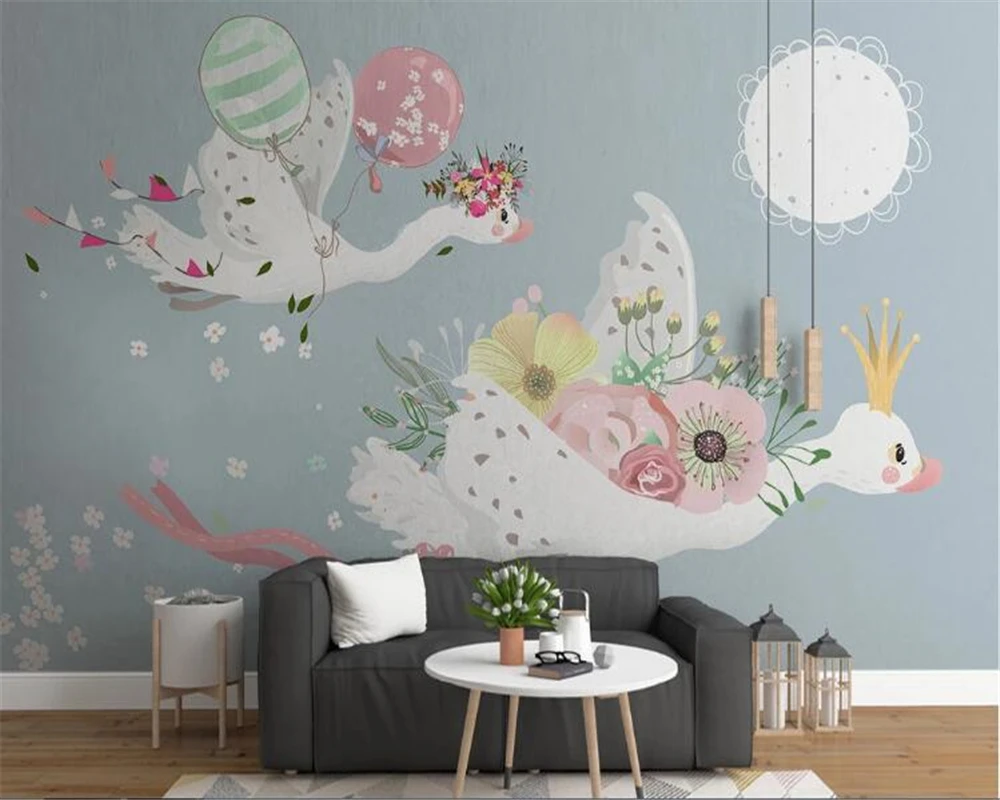 3d-обои beibehang рисованные вручную мультяшные животные воздушные шары фон для