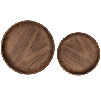 

2 Pcs Irregular Oval Solid Wood Pots and Fruits Plates Tea Saucers Dessert Plate Dinnerware Set