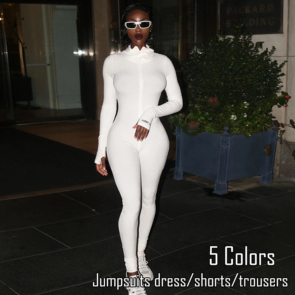 

Streetwear Solid Color Knitted Sexy Bodycon Jumpsuit Women Overalls 2020 Long Sleeve Skinny Rompers Womens Jumpsuit Female