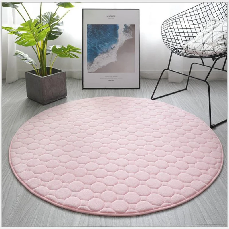

Thickened Embroidered Coral Velvet Round Carpet Basket Chair Cushion Tent Cushion Bedroom Living Room Rug Children's Play Mat