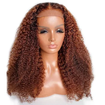 

#33 Peruvian Silk Top Kinky Curly Full Lace Human Hair Wigs with Bleached Knots 4X4 Silk Base Lace Front Wigs for Black Women