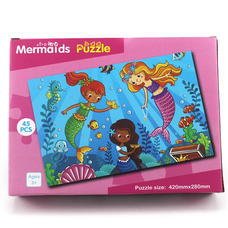45 штук бумажные головоломки Развивающие игрушки для дети мультфильм Животные/движение/принцесса головоломки детские рождественские подарки с коробкой - Цвет: 08