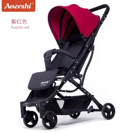 Light baby stroller delivery free ultra light newborn carriage folding can sit or lie suitable 4 seasons high demand - Color: black red