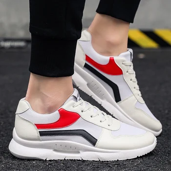 

2019 Men's Vulcanize Shoes Low Heels Fashion Running Shoes Adult Mesh Breathable Casual Sneakers Lace-Up Sports Trainers Shoes