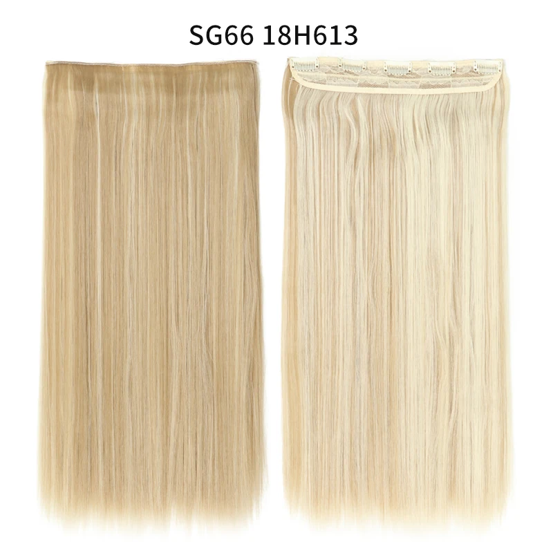 Длинные прямые синтетические накладные волосы на заколках, Chorliss, 5 зажимов в одной части, волосы для женщин, Омбре, блонд, черный, шиньон - Цвет: SG66 18H613