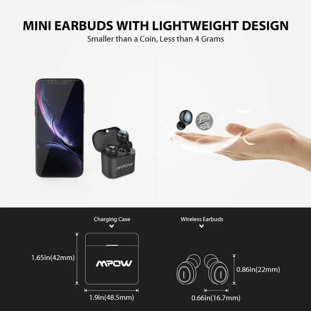 Mpow T2 беспроводные наушники Bluetooth 5 0 в ухо стерео TWS мини портативные со встроенным