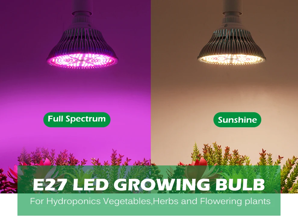LED E27 Plant Grow Light lamp flower seeds Growing Lights Bulbs Hydroponics L6I7 