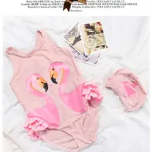 Летний детский купальник "Лебедь" из кружевного платья Фламинго Детские костюмы для плавания; Симпатичная детская одежда для пляжа с подходящая шляпа YZ066