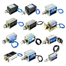 Uxcell 1 шт. 6 мм 10 мм Pull Push Тип Открытый рамки линейного движения соленоид Электромагнит постоянного тока 12 В 24 В