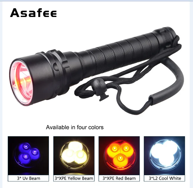 Фонарик для дайвинга с плавным затемнением 3 * XML L2 светодиодный фонарь 18650 200 м