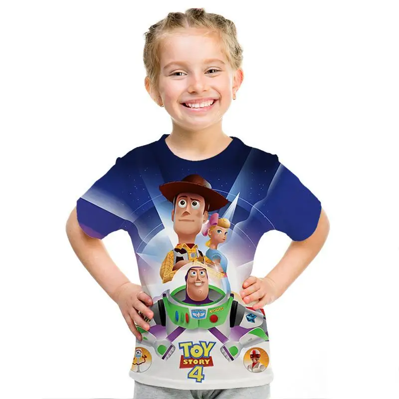 Популярный аниме История игрушек 3D estampado Nio moda nios desgaste amaderado Cool abrigo camiseta Buzz Lightyear nios ropacortamanga