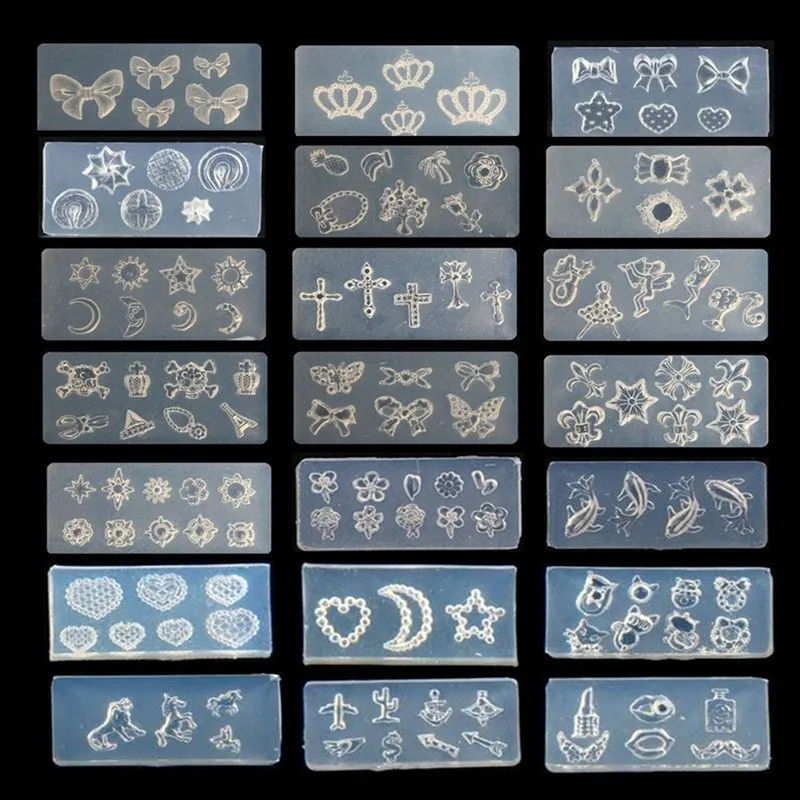 Silicone Mold Crystal-Nails-Template Carving Nail-Stamping Acrylic DIY 3D Uv-Gel Shell/bow-Tie-Pattern