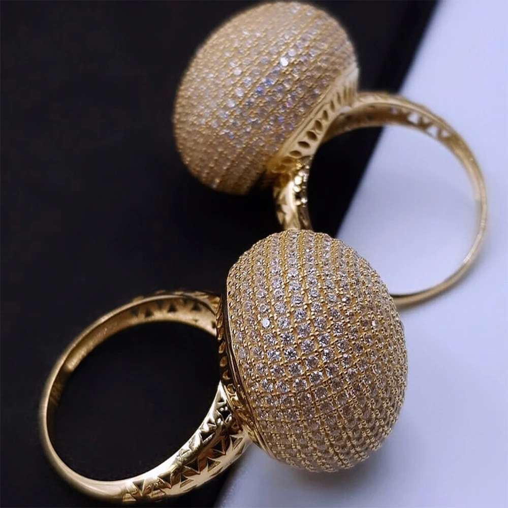 Missvikki Trendy Disco Ball Big Bold Statement Ring for Women Cubic Zircon Finger Rings Beads Charm Ring Bohemian Beach Jewelry