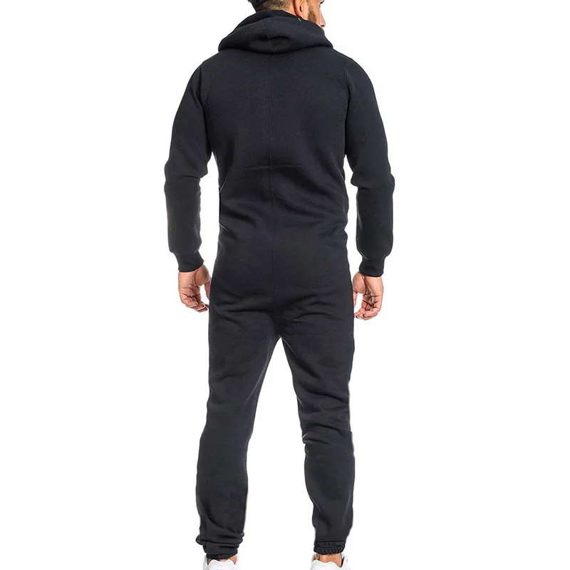 

CYSINCOS Autumn Men Jumpsuits Patchwork Men's Sportswear Casual Hooded Tracksuit with Pockets Long Overalls pantalon hombre