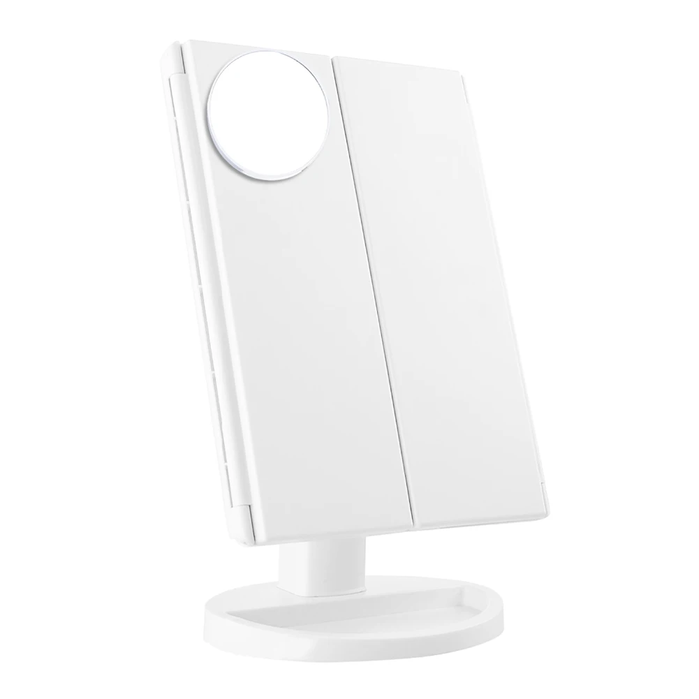 

10X Magnifying Cosmetic Adjustable Light Up Desktop Magnification Ultra-thin LED Lights Tri-fold Bright Makeup Mirror Portable