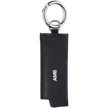

ins same paragraph AMB black leather retro lighter holster keychain Korean version of the tide brand simple accessories for men