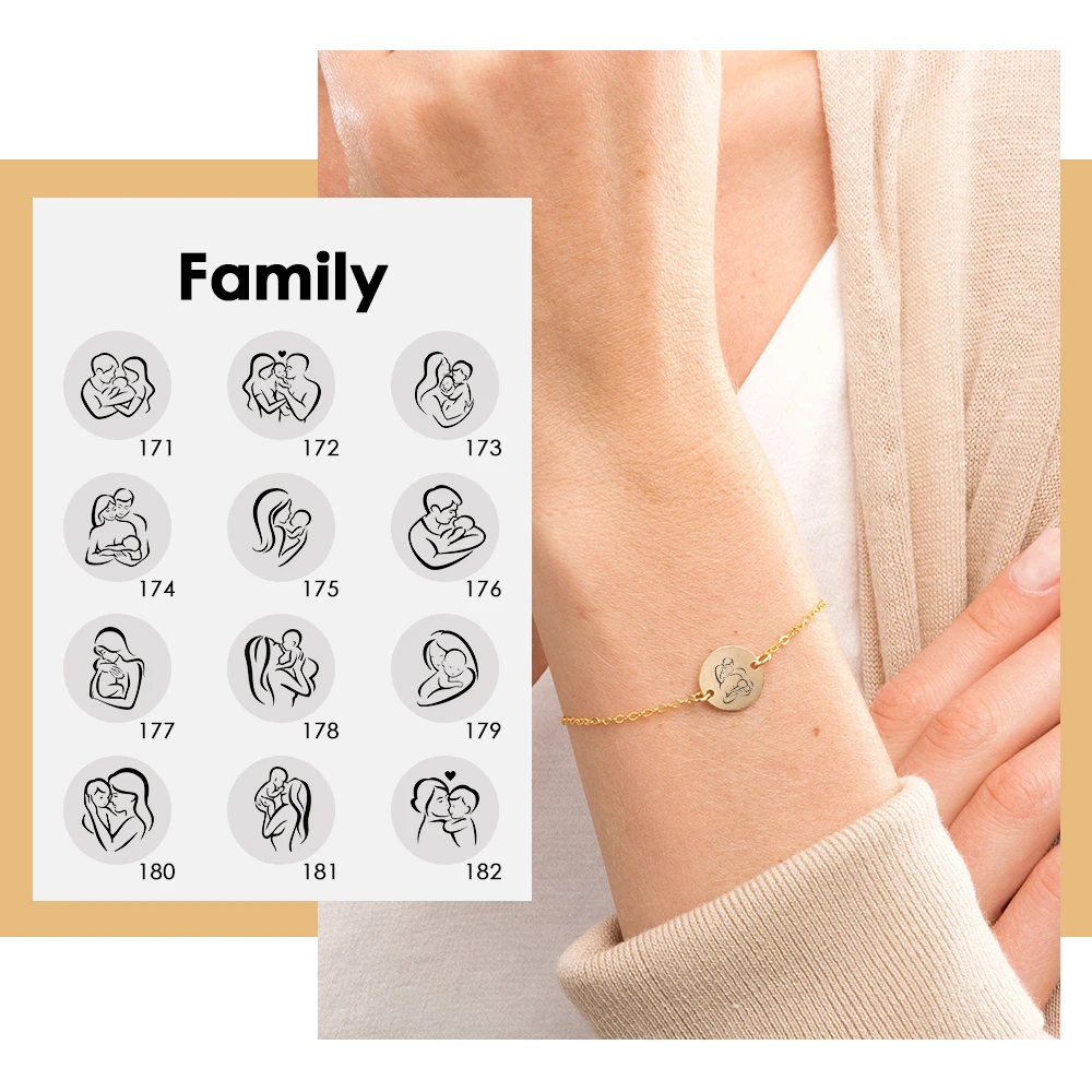 Casual Rose Gold Color Bracelet Family and Baby Patterns Custom Female Engraving  Simple Design Bracelet for Friends Lovers|Chain & Link Bracelets| -  AliExpress