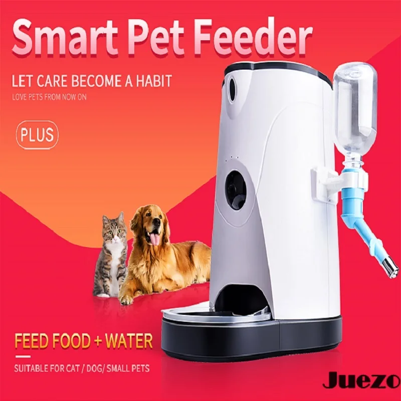 

Automatic Dog Feeder Remote Control Cat Food Dispenser Water Drinker Timer for Pet Dogs Cats with Real-time Video Voice Intercom