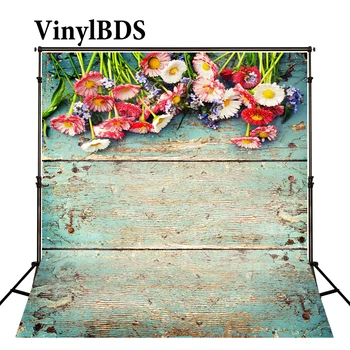 

VinylBDS Children Photography Background Newborn Photo Colorful Flowers Green Wall For Professional Photography Studio