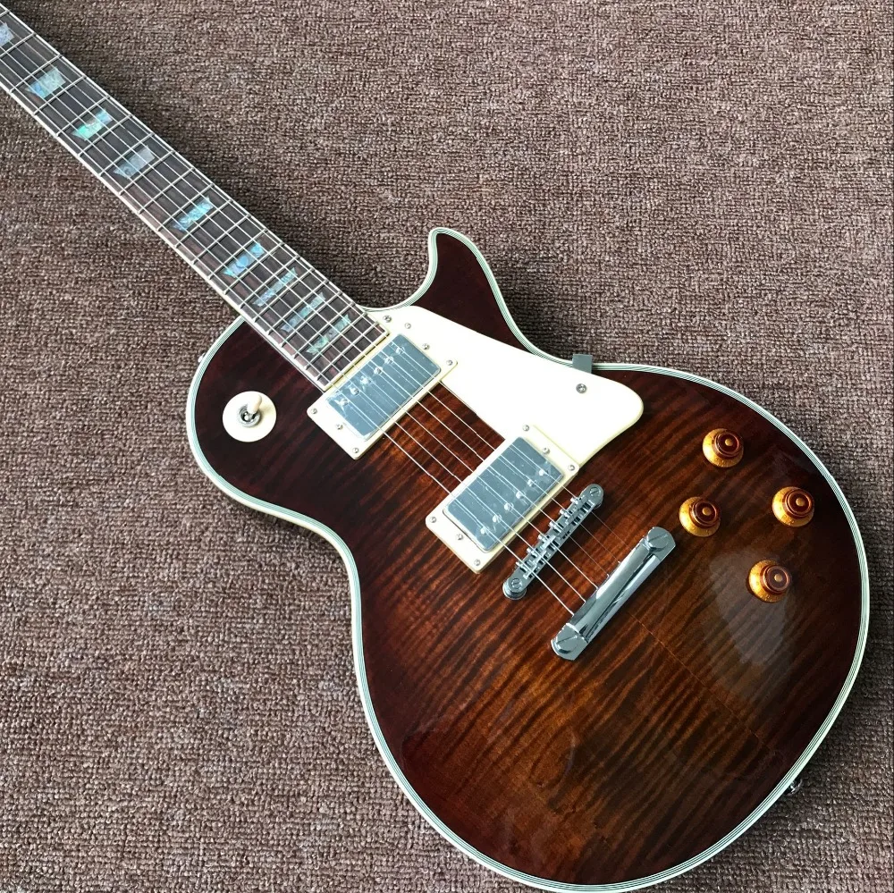 Пользовательский магазин стандартная электрическая гитара 1959 R9 Tiger Flame LP