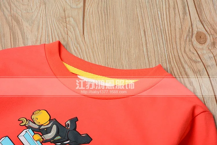 

Childrenswear 18 Autumn LEGO Robot Printed BOY'S Pullover Long-sleeved T-shirt Tops 5b07