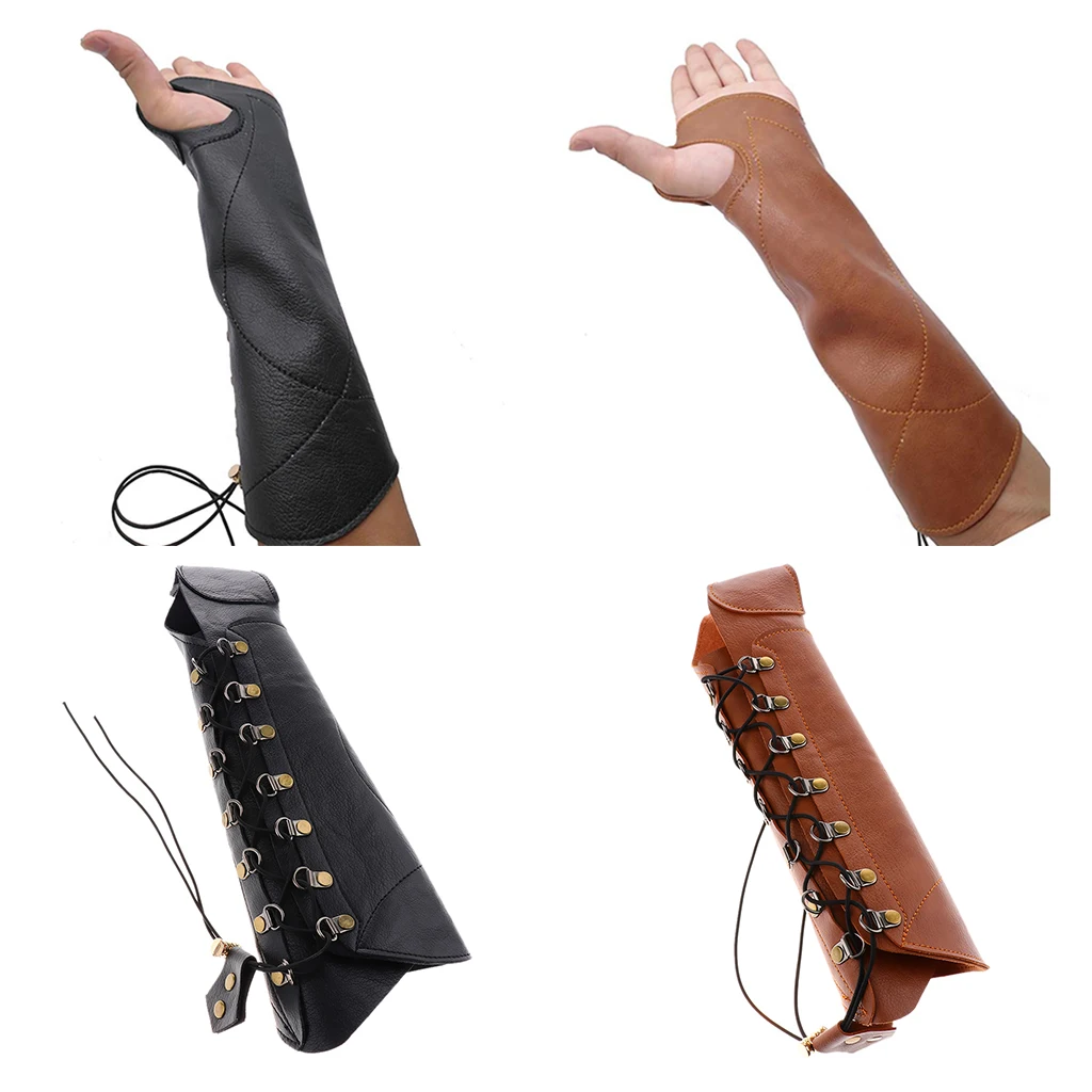 PU Leather Archery Arm Guard Protection Safe Guard Adjustable Wristband Archery Arm Guard Glove for Bow Hunting