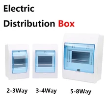 2-3/3-4/4-6/5-8 Ways Circuit Breaker Distribution Protection Indoor Wall Mount Plastic Box With Electric Transparent Cover