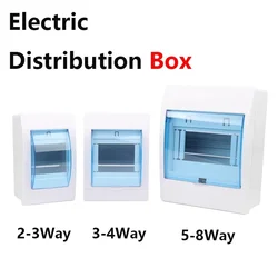 2-3/3-4/4-6/5-8 Ways Circuit Breaker Distribution Protection Indoor Wall Mount Plastic Box With Electric Transparent Cover