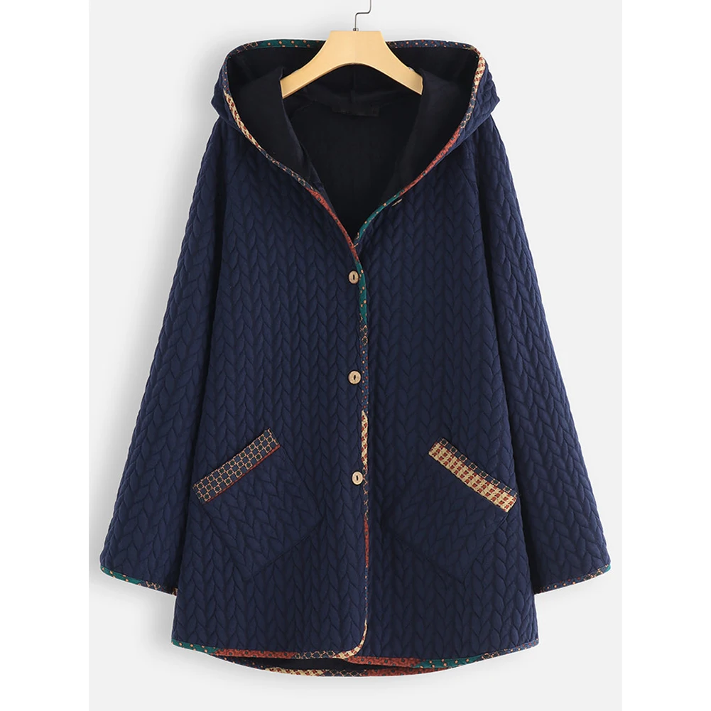 

Women Coats Winter Large size S-5XL Button Coat Fluffy Tail Tops Hooded Pullover Loose Oversize Coats Warm Outwear Women Coats O