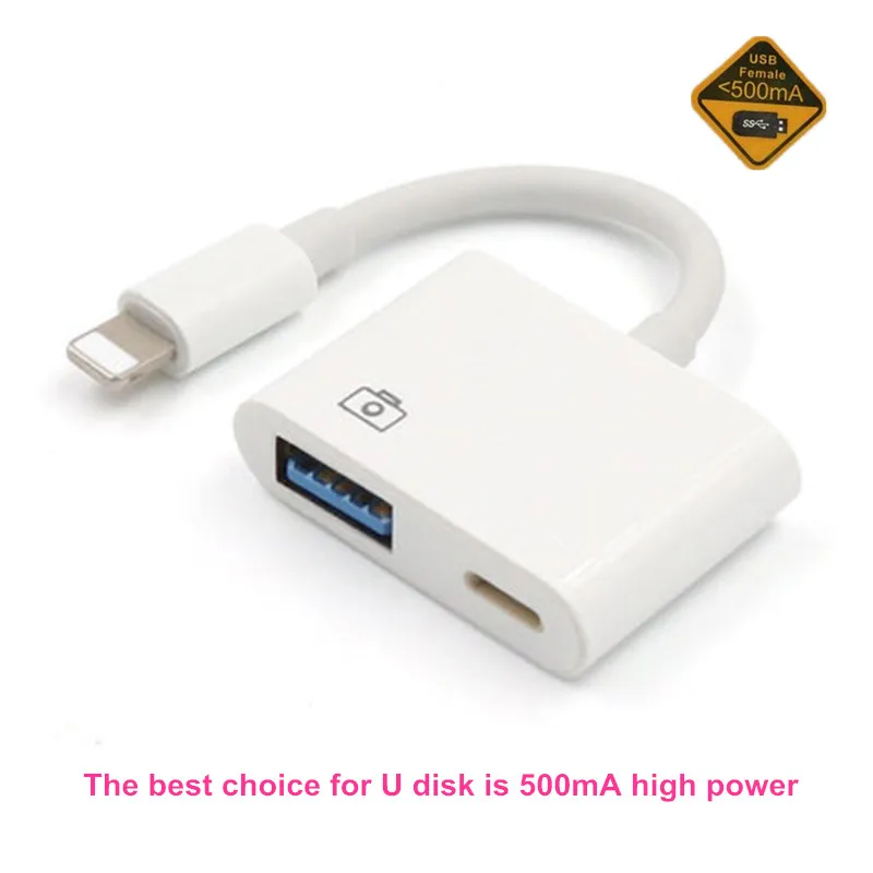500MAH Новинка 3,0 500 мАч USB 3 Кабель-адаптер для камеры OTG Синхронизация данных внешняя клавиатура u-диск Соединительный кабель для iPhone X 8 6S pro 11 iPad - Цвет: 500MAH