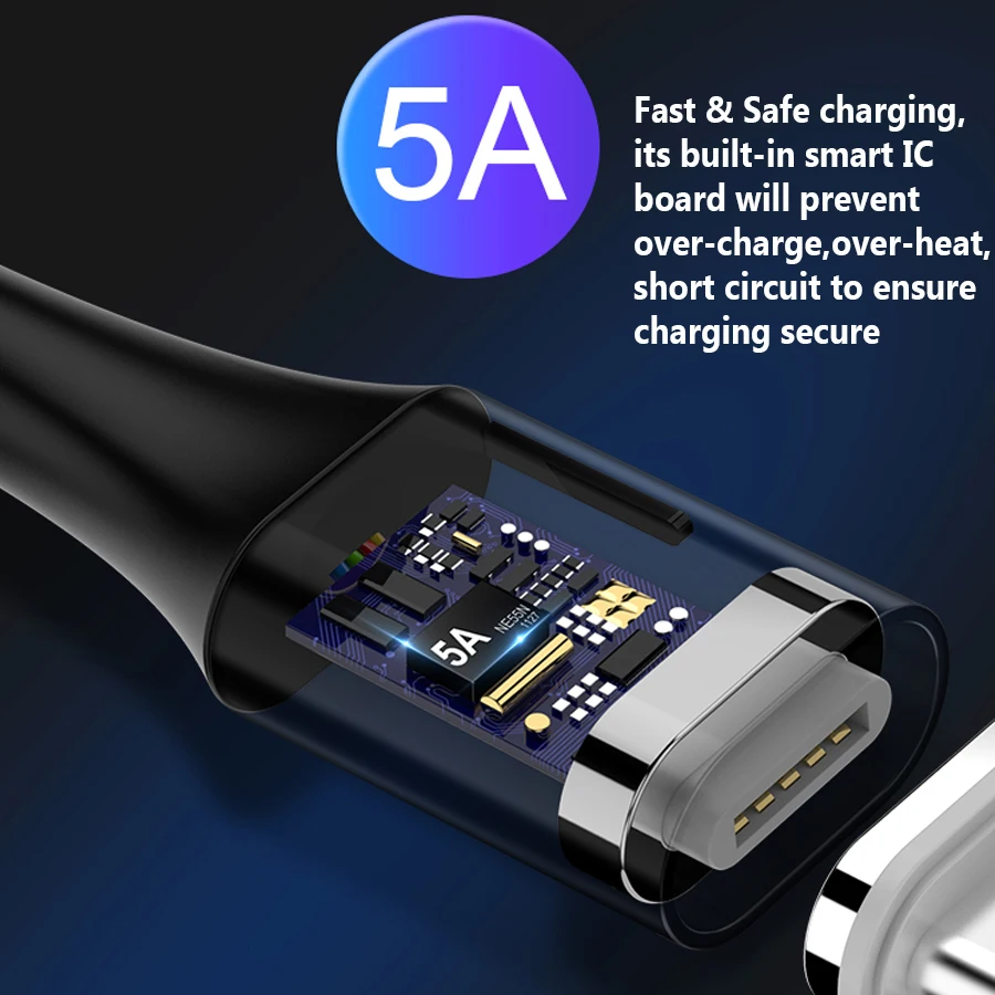 5А Магнитный зарядный кабель типа C для 5 в 22,5 Вт SuperCharge для huawei SCP mate 30 20 10 P30 P20 P10 Pro быстрая Магнитная супер зарядка