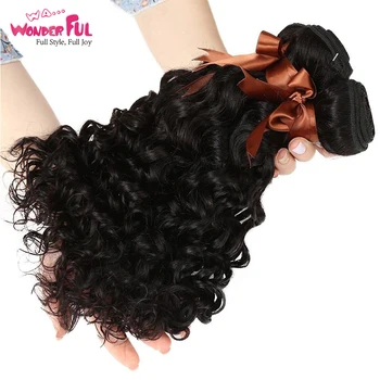 

Indian Water Wave Hair Bundles 100% Human Hair Weaving 3 4 Bundle Deals Remy Hair Extensions Natural Color 1B