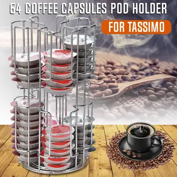 

64Cups Nespresso Coffee Pods Holder Rotating Rack Coffee Capsule Stand Dolce Gusto Capsules Storage Shelve Organization Holder
