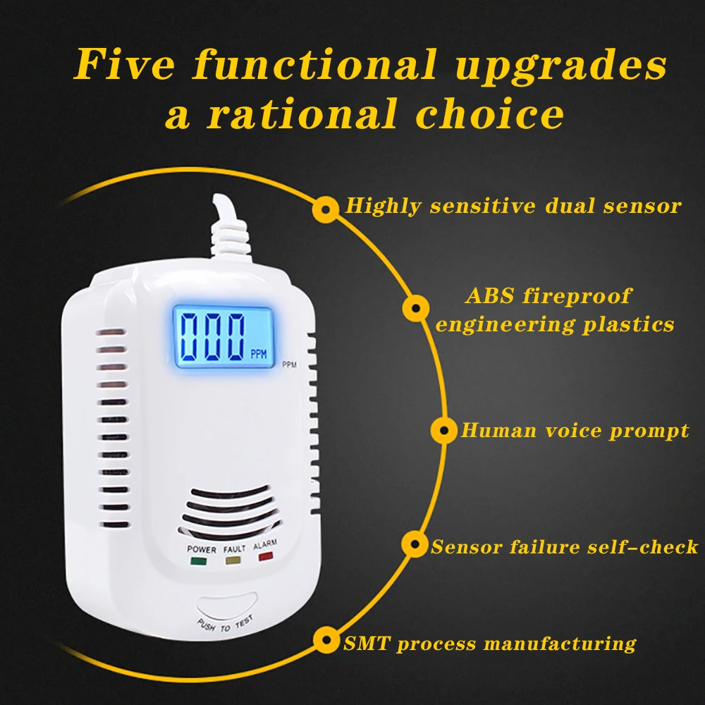 panic button alarm system Independent Carbon Monoxide Detector Gas Detector Gas Alarm Sensor Methane Propane Gas leak Detector EU Plug LCD Security ring alarm hub plus keypad