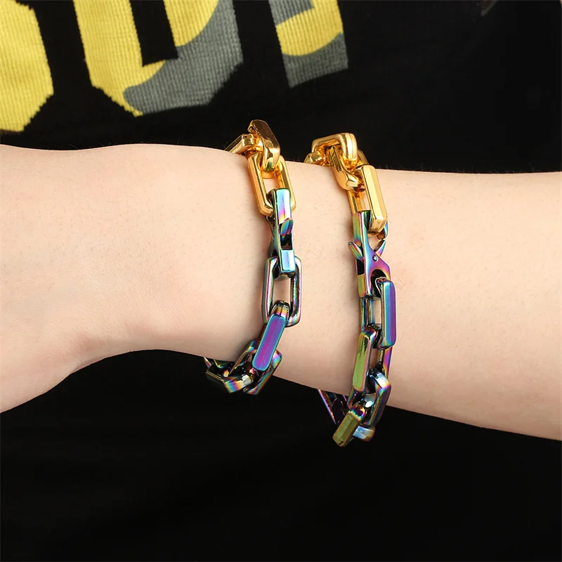 New Hip Hop Punk Rock Personality Heavy Industry Metal Chain Bracelet For  Women Men Girls Party Jewelry - AliExpress