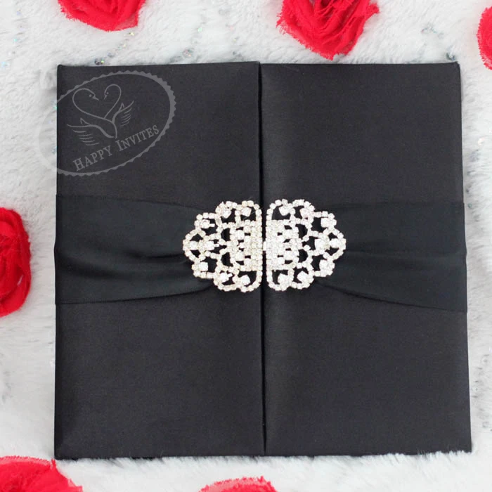 HI2003-148 Custom Silk Folio in Black for  Wedding Factory Price More Colors Available