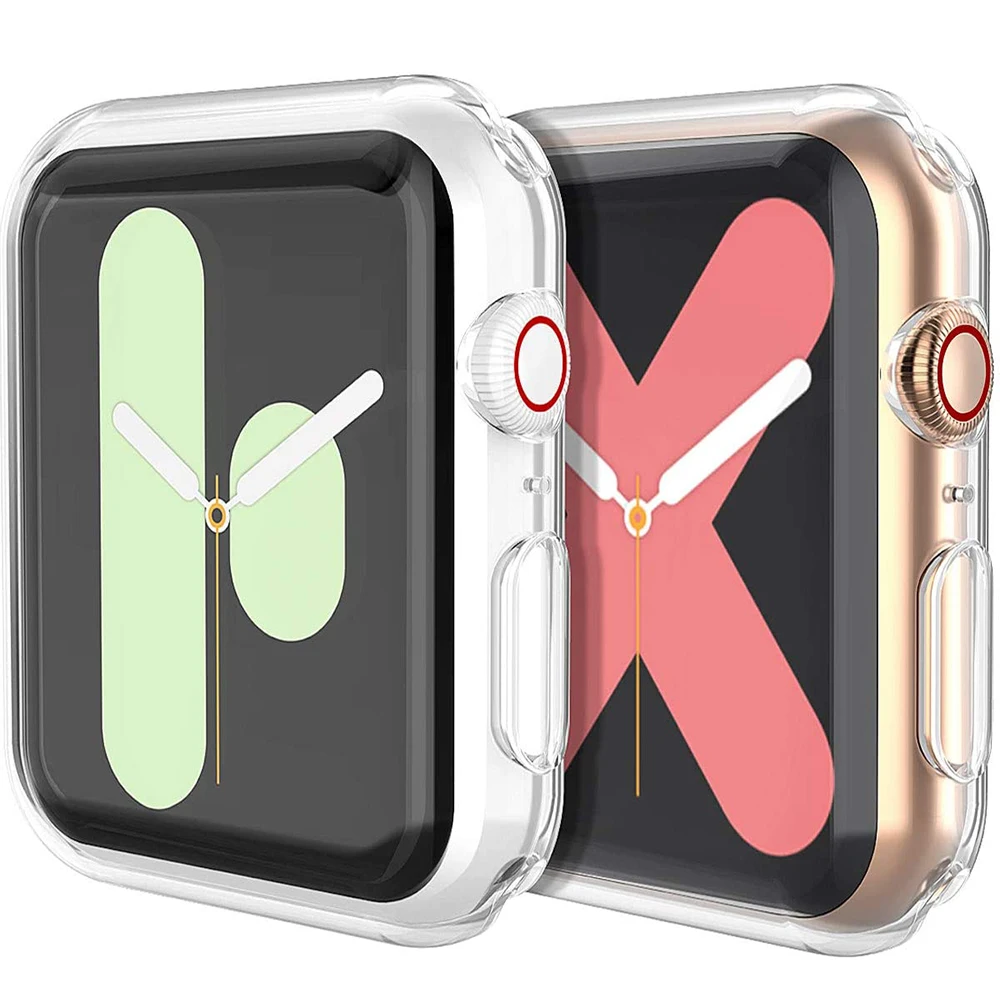 Watch Full Cover Case for Apple Watch Series 5 4 40MM 40MM Soft 360 Slim Clear TPU Screen Cases for iWatch 3/2/1 42MM 38MM