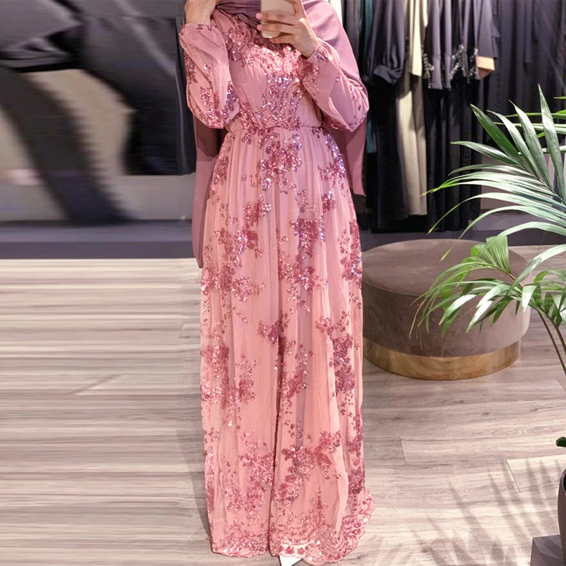 Арабское мусульманское платье с блестками абайя женское платье хиджаб халат Дубай платье кафтан Турция Исламская одежда Кафтан марокаин платья