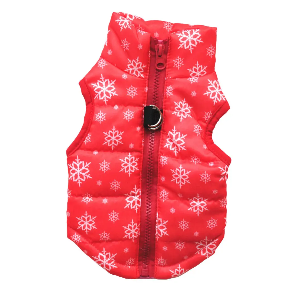 red snowflake Милая мягкая одежда, хлопковая куртка, костюм, Осень-зима, одежда для собак, удобная Дизайнерская куртка на молнии, платье для домашних животных, жилет для собак - Цвет: red snowflake