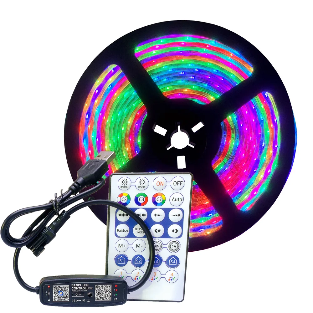 

WS2812B Led Strip USB 5V WS2812B Pixel Bluetooth Music Controller Kit WS2812 30/60/144Pixels/m Individually Addressable Light