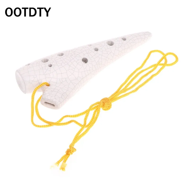 

OOTDTY Ocarina Flute 12 Hole Treble C Ceramic Wind Instruments Zelda Legend White Crack