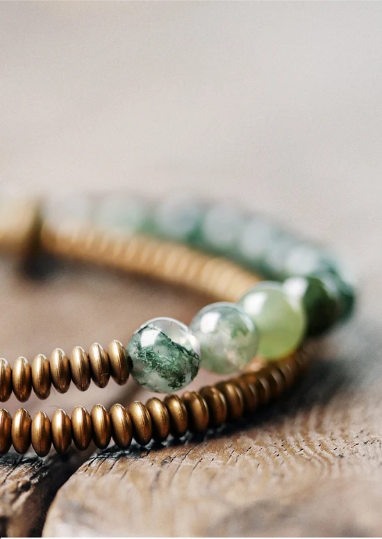 Small-Beads-Two-Row-Moss-Stone-Strand-Bracelet-Green-Ocean-Grass-Hand-Beaten-Copper-Charm-Jewelry-Money-Amulet-For-Women-Girls (6)