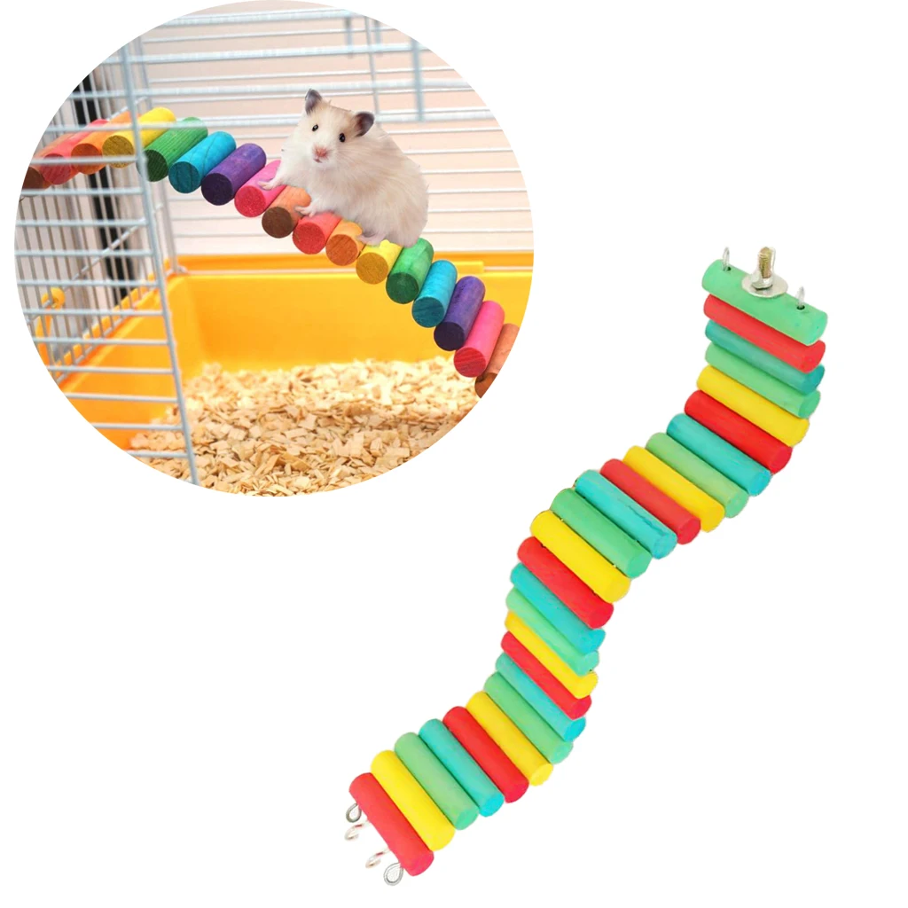 Bird Parrot Suspension Bridge Swing Stand Perch Cage Hanging Toys Small Animal Mice Squirrel Swing Rack Accessories