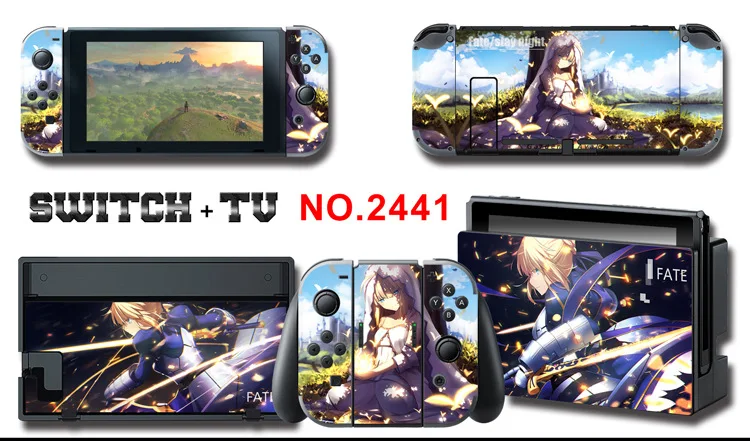 1set New Cute Anime Full Body Sticker for NS Switch Protective Cover Skin Colorful Art for Game Console Joy-Con Controller Decor