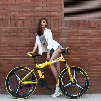 

Folding Bicycle Shock Absorption Disc Brake Variable Speed Soft Tail Mountain Bike Road Bikes Racing Bicycle