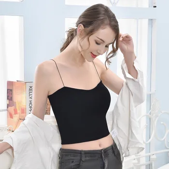 

Comfortable New Fashion Sexy Vest Tops Sleeveless Crop Tops Underwear Tank Top Women Camis Thin Strap Camisole Padded