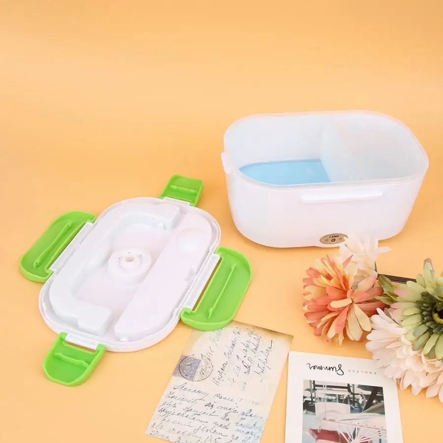 Heated Food Containers Double Layer Electric Heated Lunch Box Home Food Rice Container Warmer Food Heater