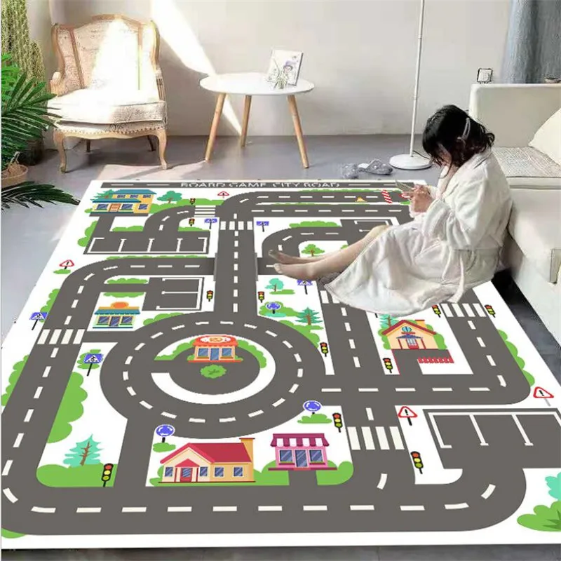 

City Streets Carpet 3D Printed Carpet Square Anti-Skid Area Floor Mat Rug Non-slip Mat Dining Room Living Soft Carpet 06