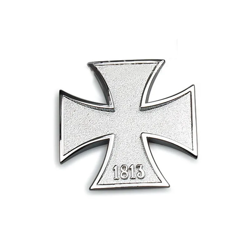 Autocollant 3D Croix De Fer 1813 Pour Voiture - Emblème Métallique Noir 6x6cm, Décoration Coffre