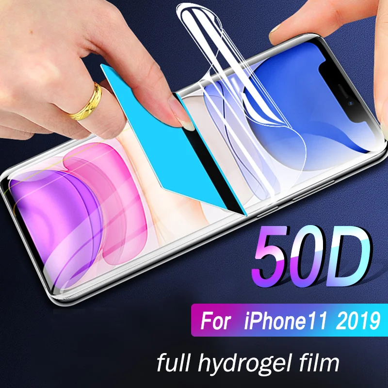 100D полное покрытие Гидрогелевая защитная пленка для iPhone для айфона 7 Plus 11 Pro XS Max Защита экрана для iPhone XR X 6 6s 8 Plus мягкая пленка не стекло телефон смартфон смартфон гидрогель